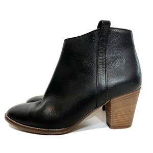 Madewell The Billie Black Leather Block Heel Ankle Boots Size 6.5